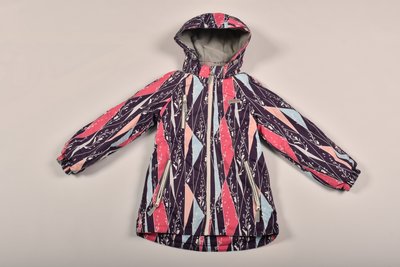 Термокуртка демисезонная для девочки, Фиолетовая геометрия, 128, Верхняя одежда
