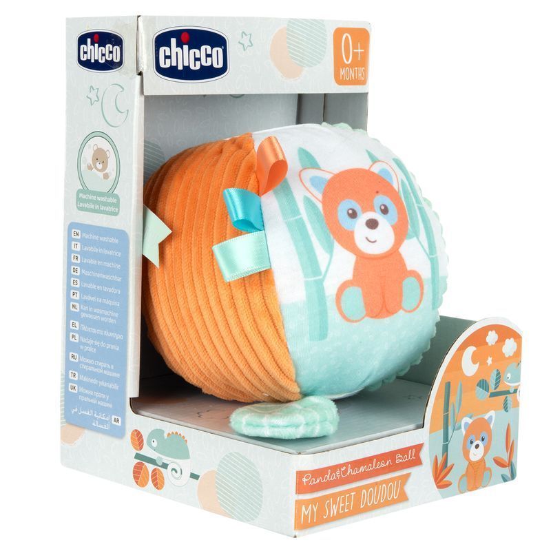 Мягкий мячик Chicco "Хамелеон и красная панда", с рождения