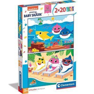 Пазл Clementoni "Baby Shark", 2 по 20 элементов, от 3 - х лет