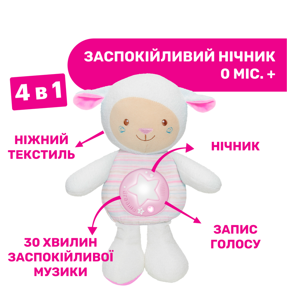 Іграшка музична Chicco "Овечка", Рожевий, з народження