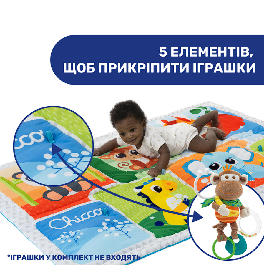 Великий ігровий килимок Chicco "Лісові пригоди", з народження