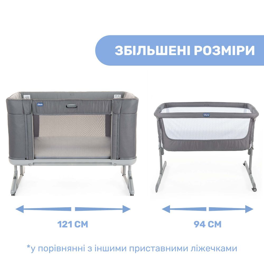 Кроватка 3 в 1 Chicco Next2Me Forever, Темно-серый