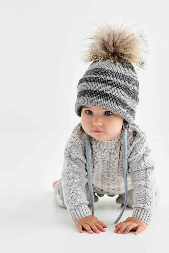 Зимняя шапка "Альба", серый, 74-80, Верхняя одежда