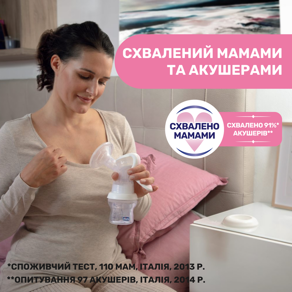 Молокоотсос ручной  2 в 1 Chicco Natural Feeling&Well-Being, ручний