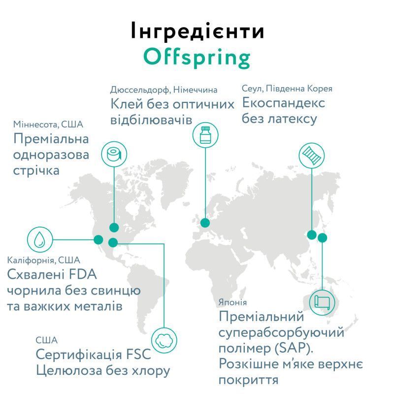 Підгузки Offspring Dinoland, розмір M, 6-10 кг, 42 шт.
