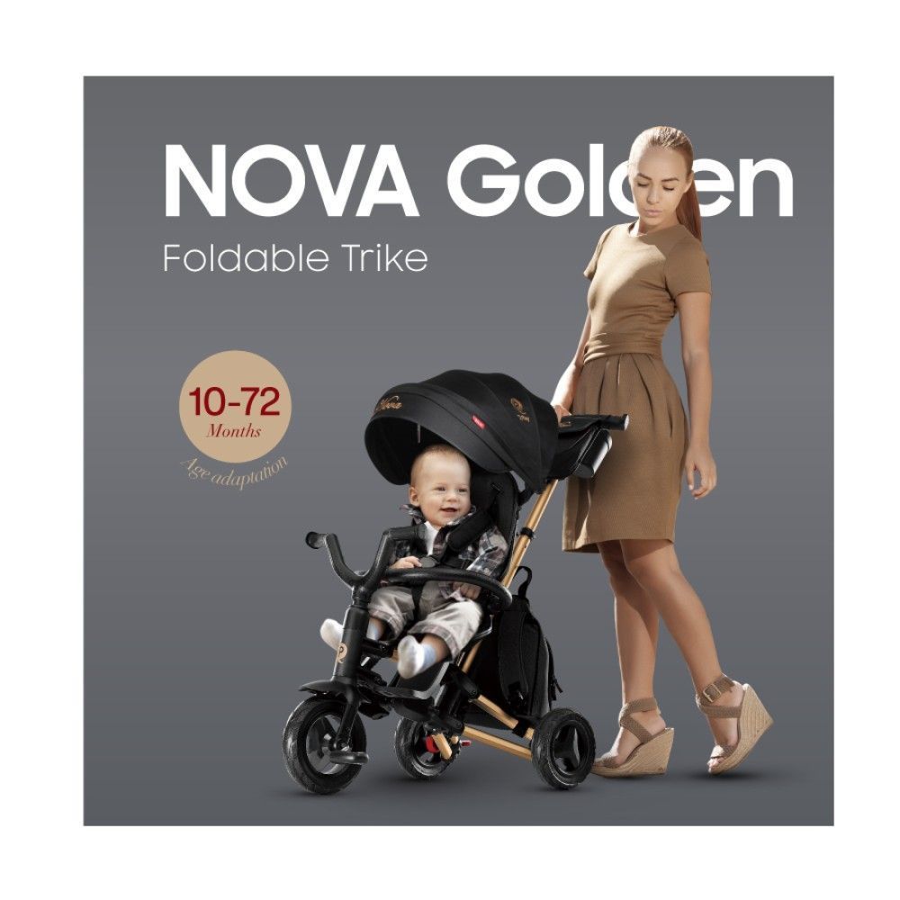 Велосипед Qplay Nova+ Rubber Gold детский трехколесный складной