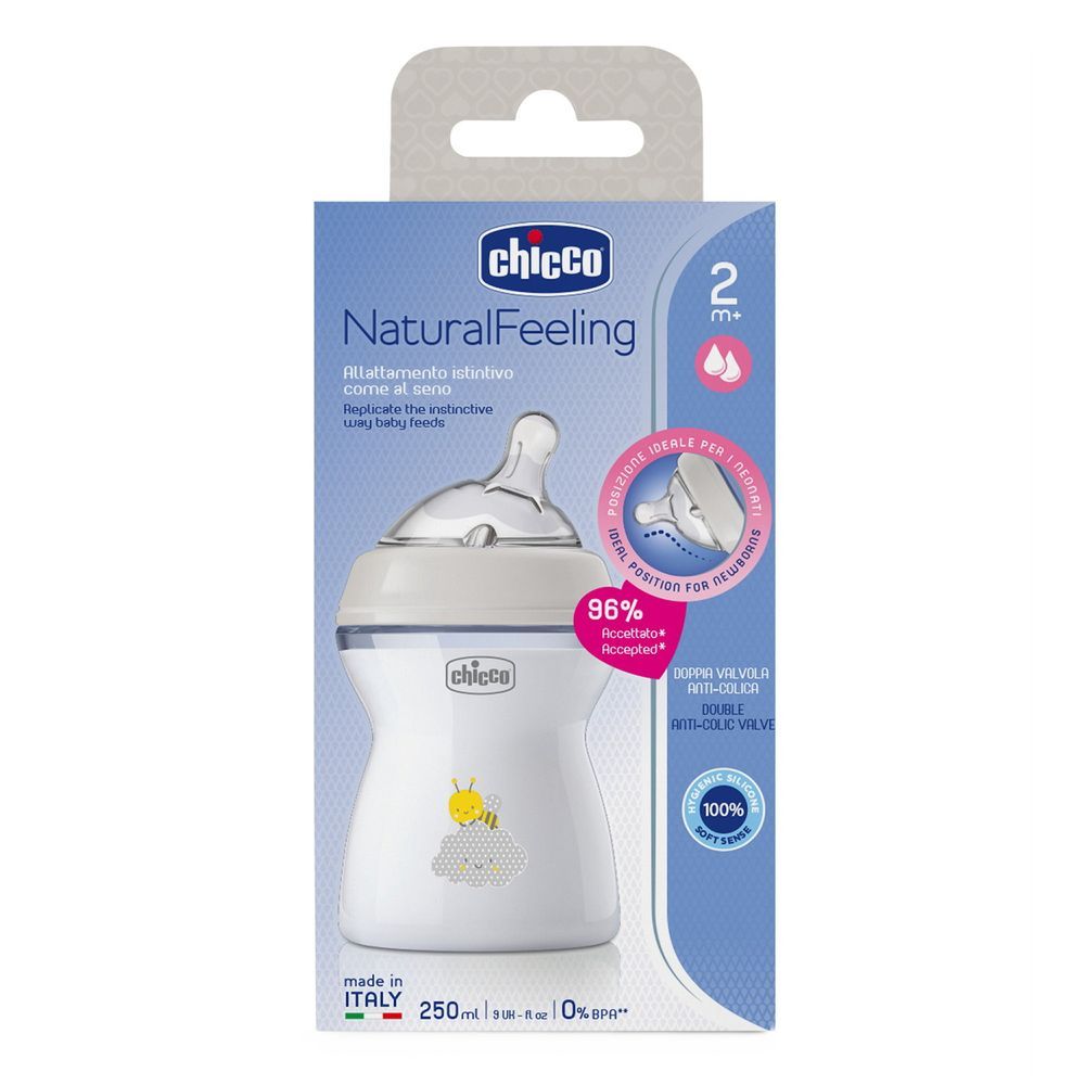 Пляшечка пластик Chicco Natural Feeling NEW, 250 мл, 2м+