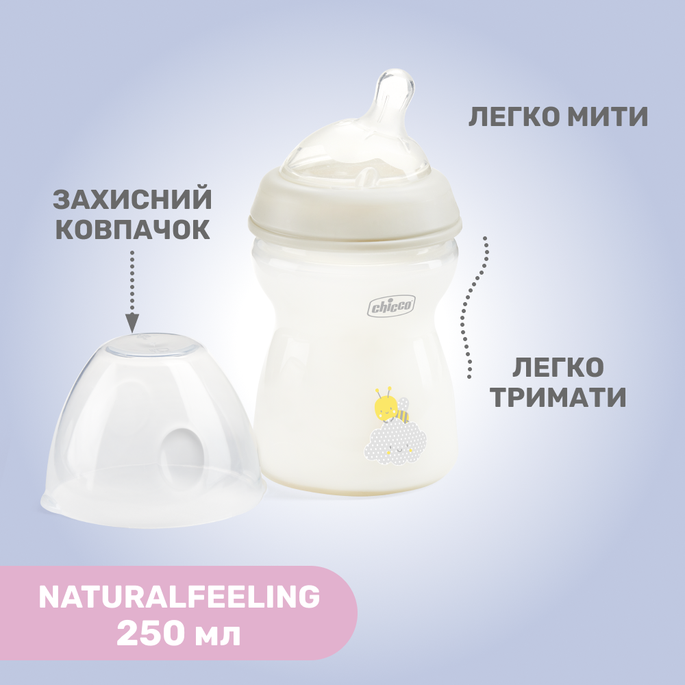 Пляшечка пластик Chicco Natural Feeling NEW, 250 мл, 2м+